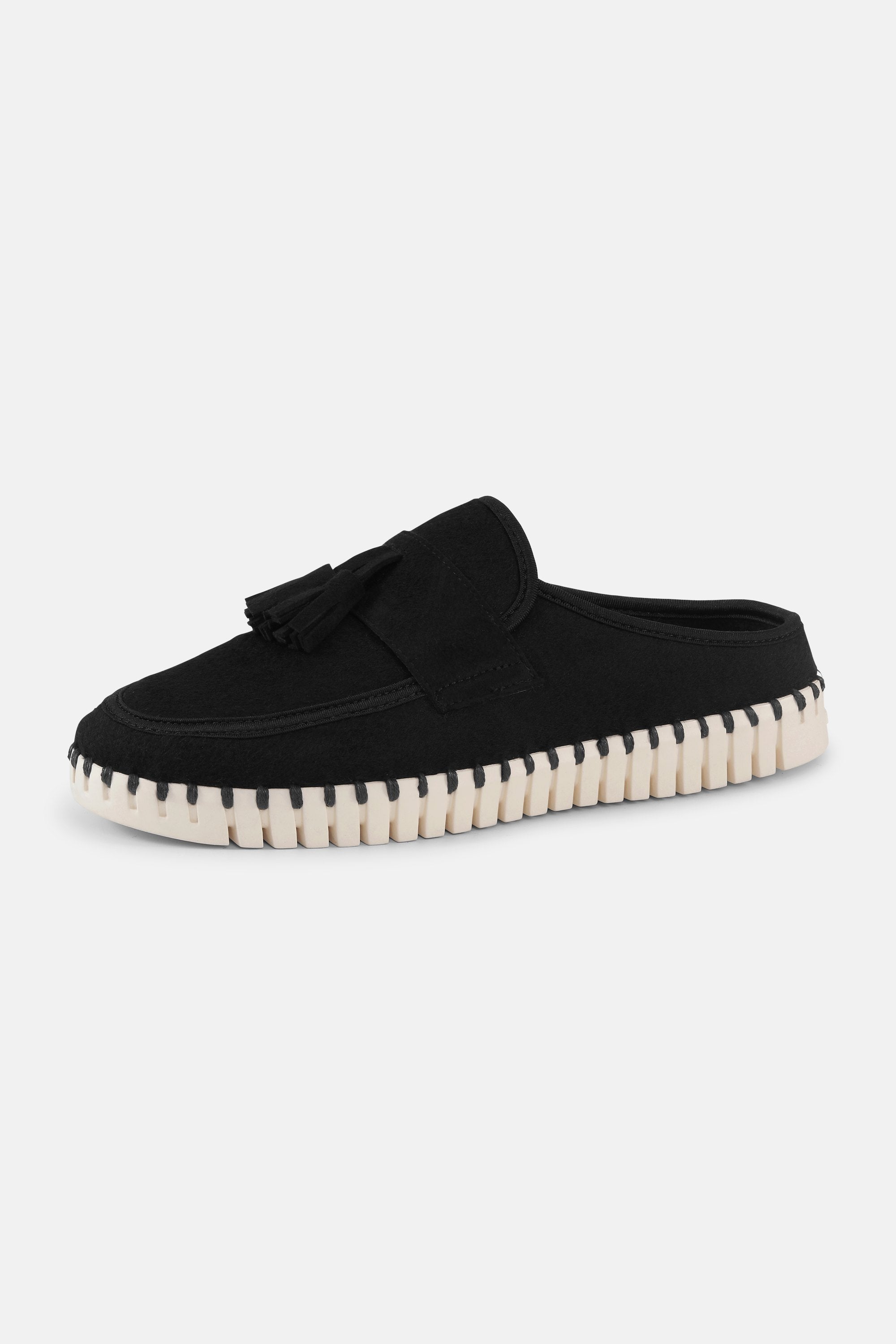 Tulip Wool Mule - Black Pearled Ivory